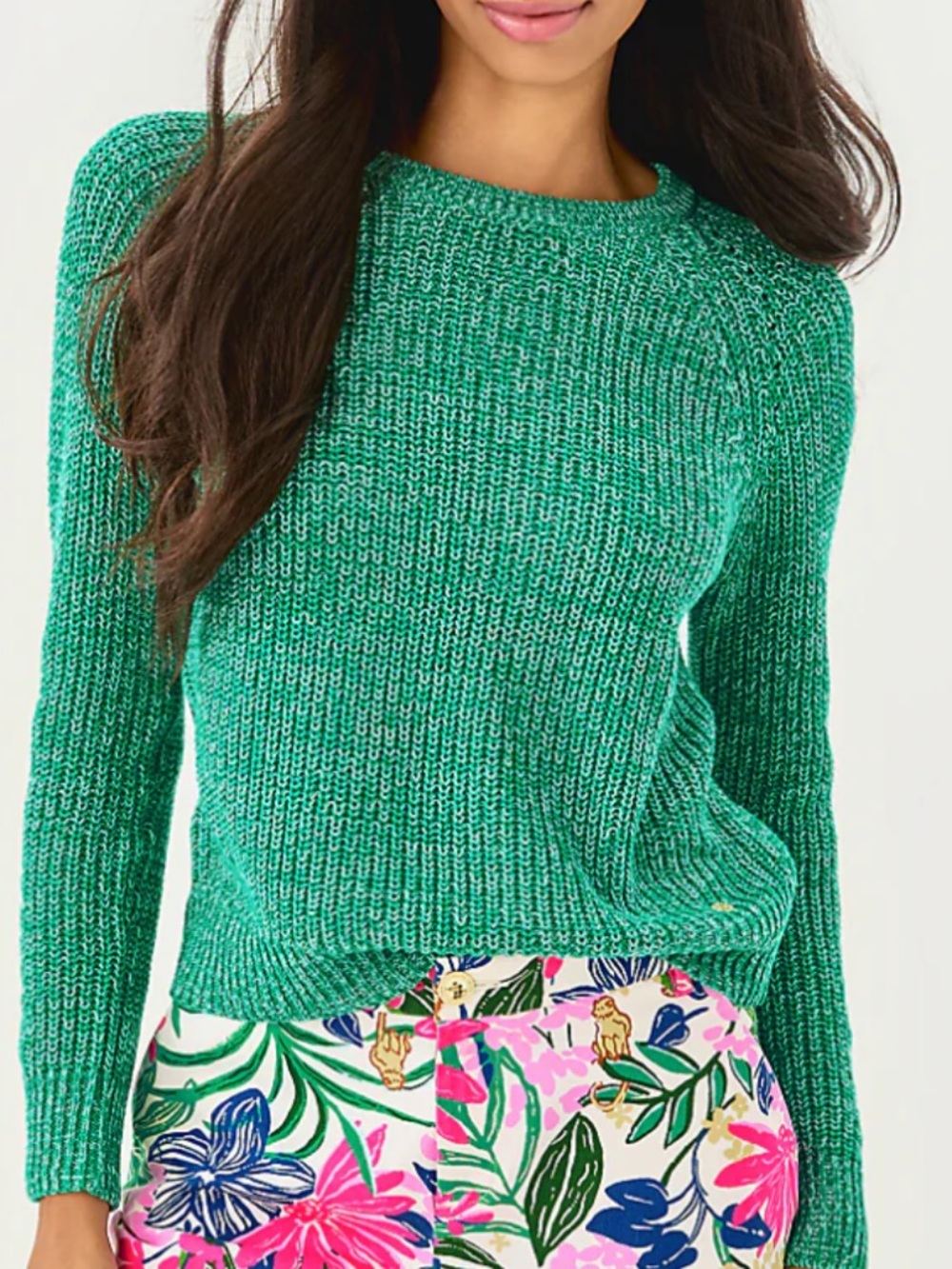 NWOT Lilly Pulitzer Belgrave Green Marled Crewneck Sweater - Picture 2 of 15